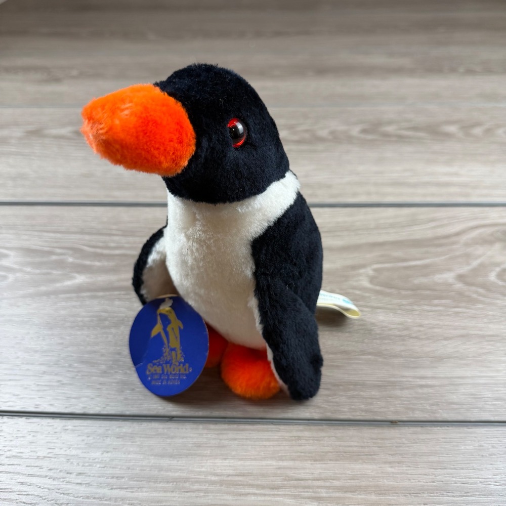 Sea World Unisex Plush Penguin Vintage 1989 Souvenir Black White Small